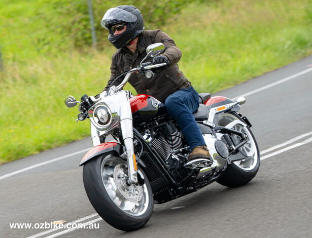 riding the Harley-Davidson Fat Boy